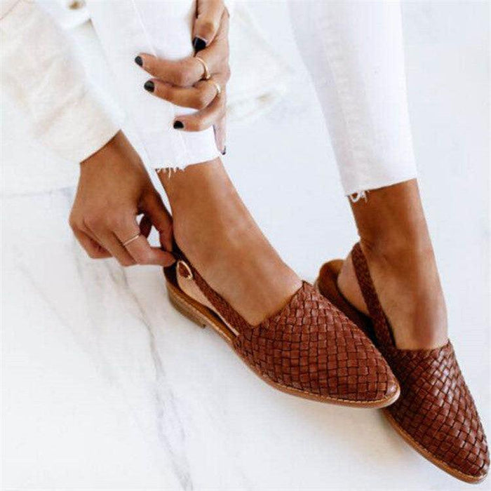 Women's Woven Slingback Flats with Textured Upper