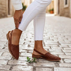 Women's Woven Slingback Flats with Textured Upper