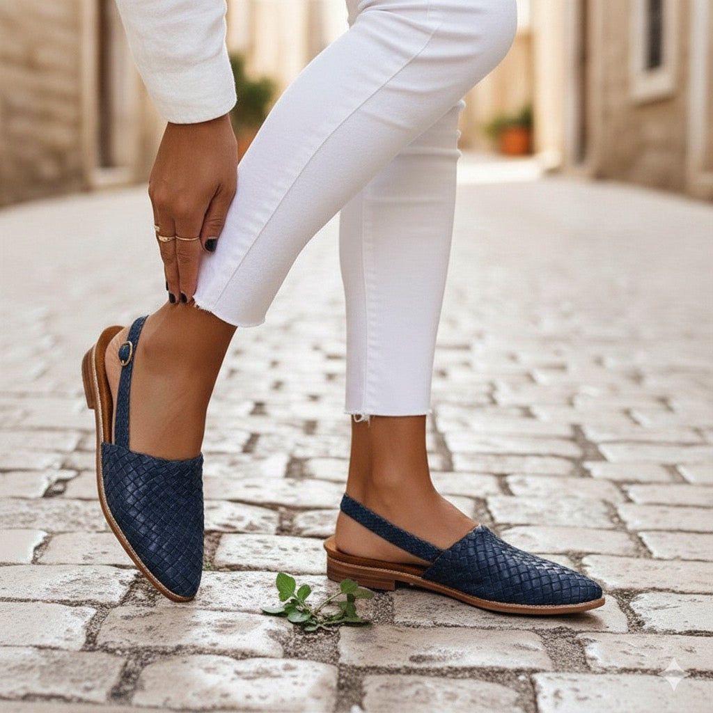 Women's Woven Slingback Flats with Textured Upper