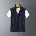 Men's Woven Outdoor Vest with Stand Collar