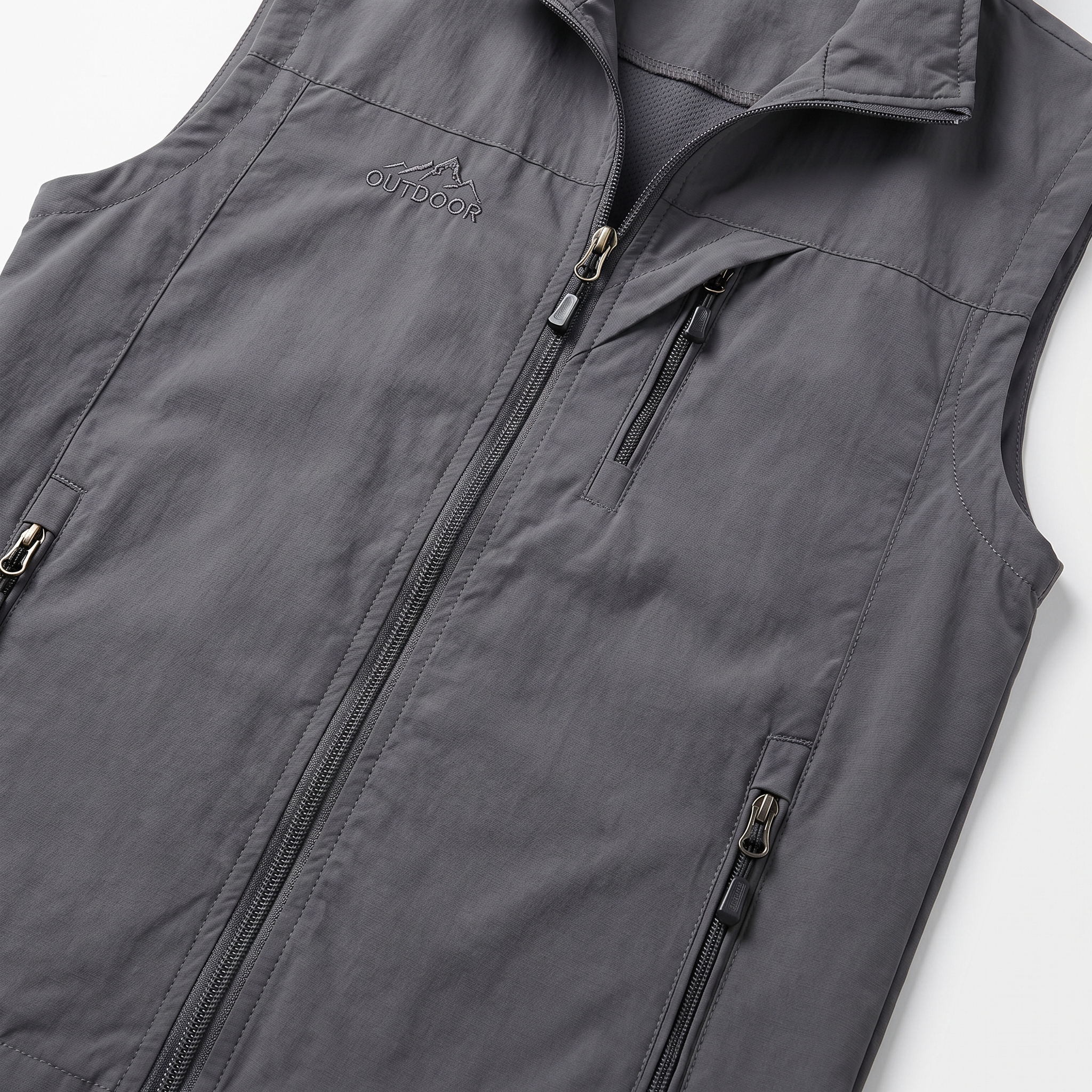 Men's Woven Outdoor Vest with Stand Collar