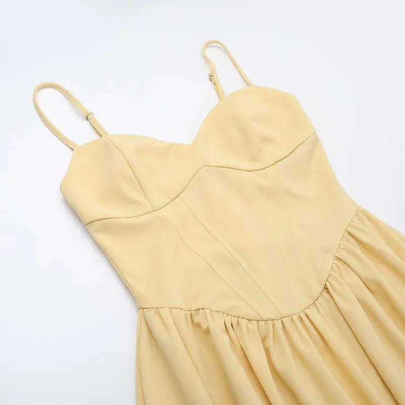 Women's A-Line Midi Dress with Corset Bodice