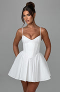White Corset Mini Dress with Full Skirt