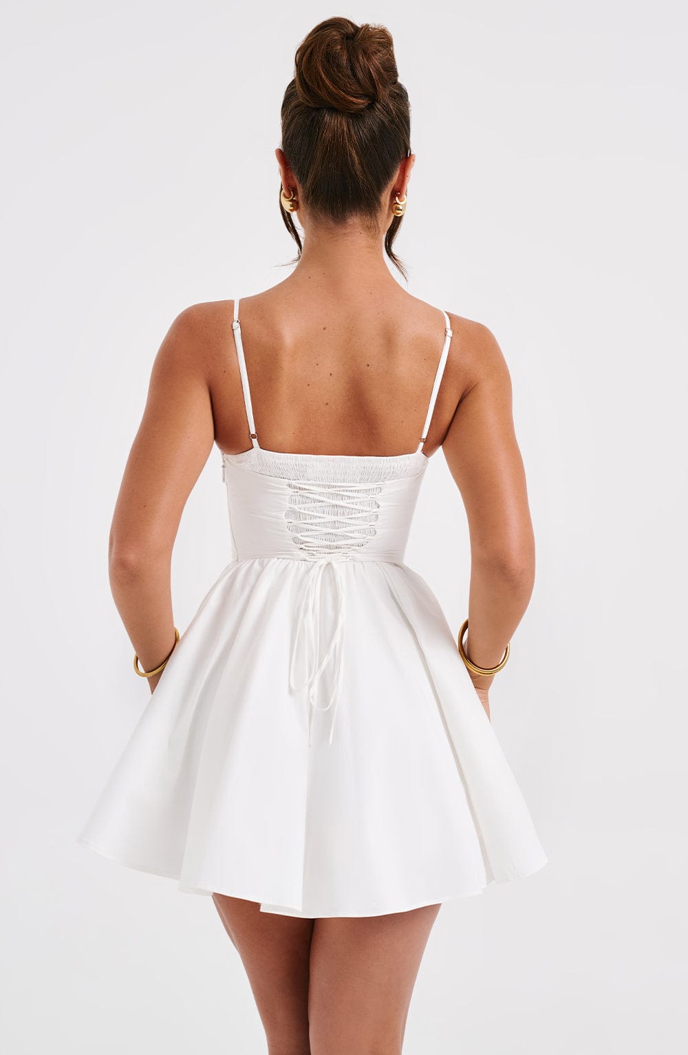 White Corset Mini Dress with Full Skirt
