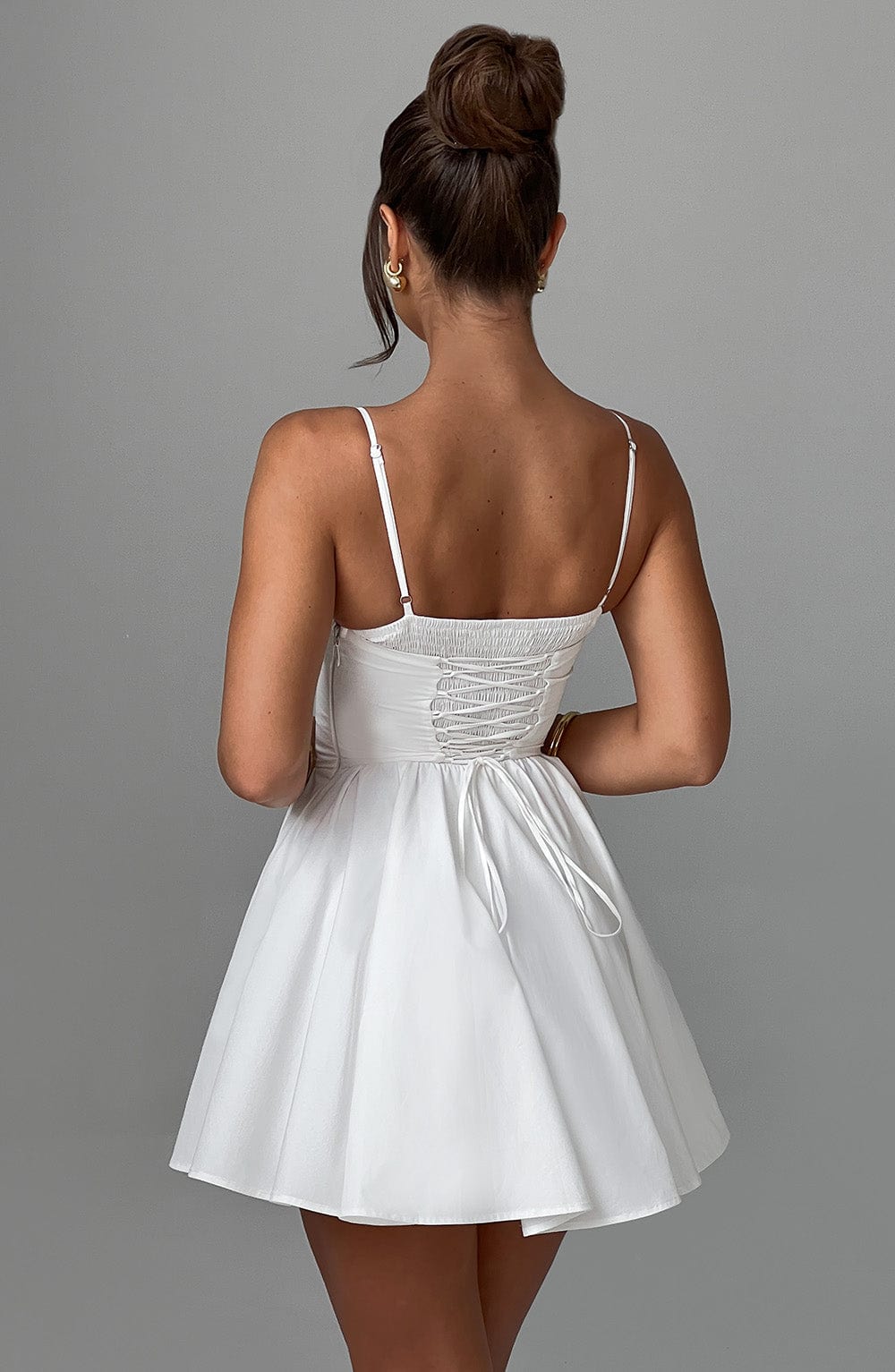 White Corset Mini Dress with Full Skirt