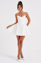 White Corset Mini Dress with Full Skirt