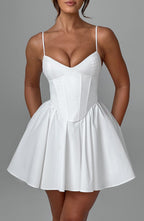 White Corset Mini Dress with Full Skirt