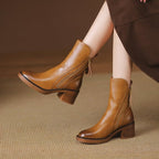 Women's Block Heel Ankle Boots with Tassel Detail