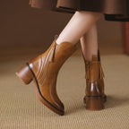 Women's Block Heel Ankle Boots with Tassel Detail