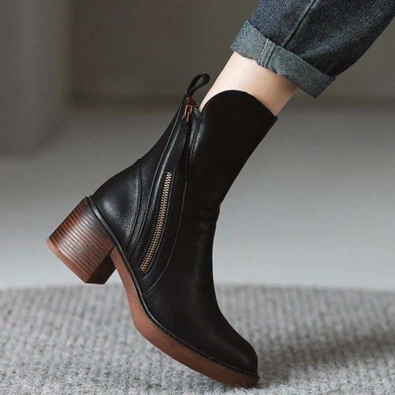 Women's Block Heel Ankle Boots with Tassel Detail