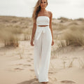 Women's Bohemian Wide-Leg Romper with Back Tie Detail