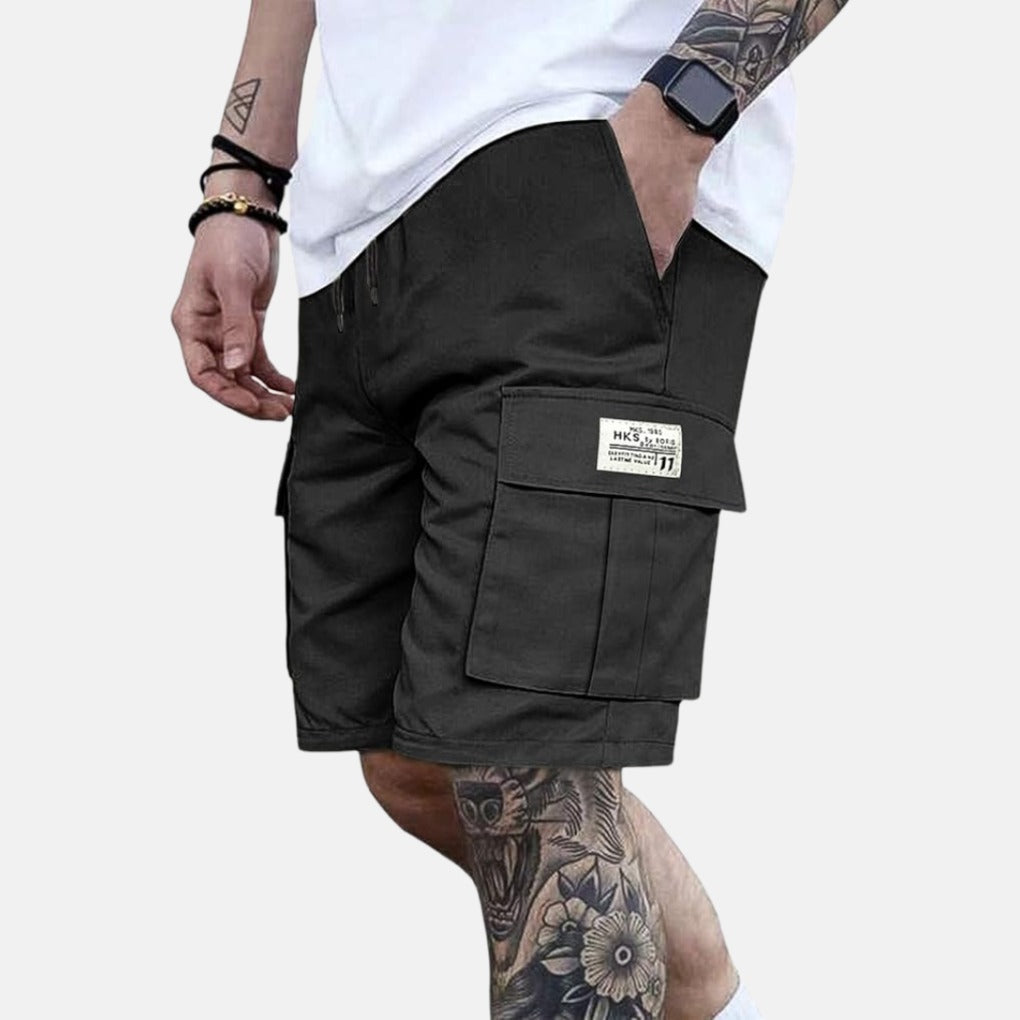 Men's Cargo Shorts with Elastic Waist and Lace-Up Front