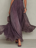 Women's A-Line Chiffon Maxi Dress with Keyhole Neckline