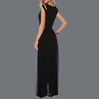 Women's Chiffon Wide-Leg Jumpsuit with Cutout Shoulder