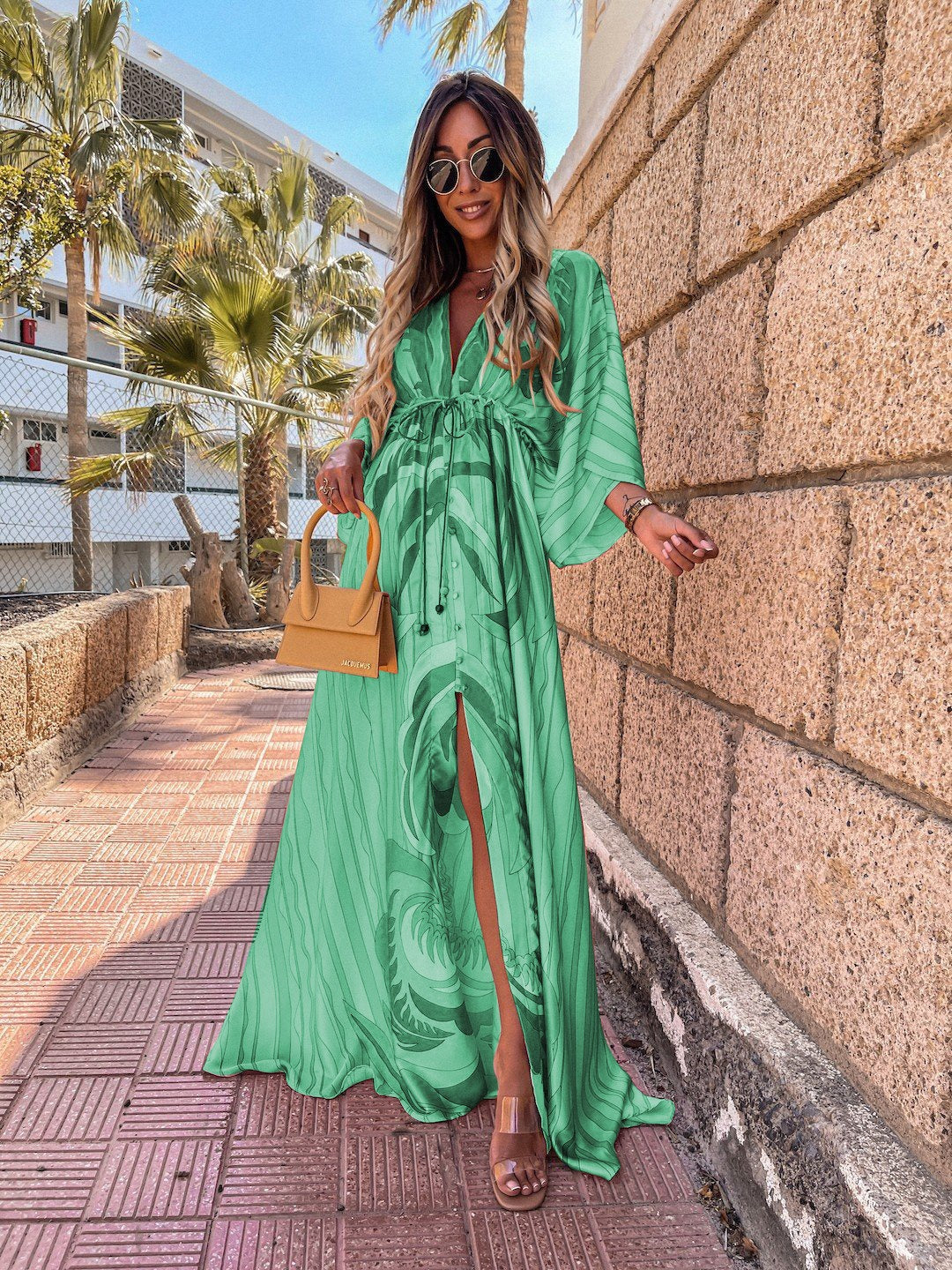 Women's Floral Maxi Dress with Drawstring Waist