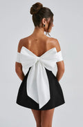 Mini dress with contrast bardot neckline Black