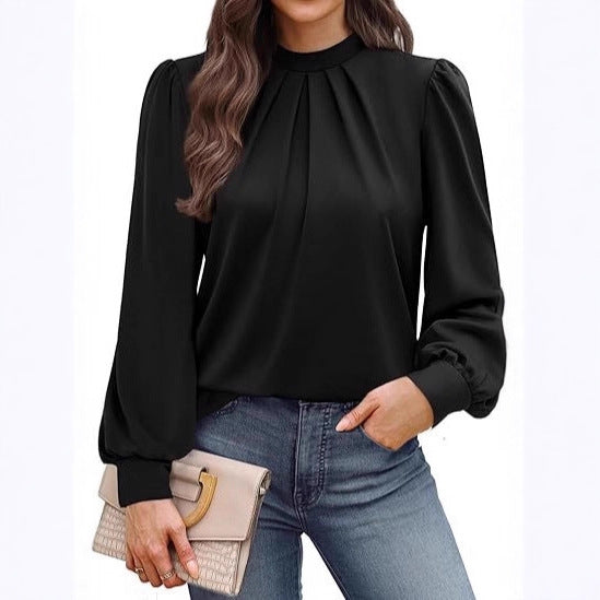 Women's Pull-On Blouse with Puff Sleeves