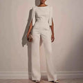 Women's Wide-Leg Wedding Jumpsuit with Boat Neck