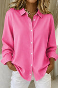 Women's Long-Sleeve Button-Up Blouse with Refined Collar
