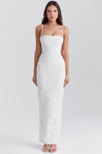 White Lace Maxi Dress with Adjustable Straps