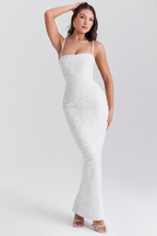 White Lace Maxi Dress with Adjustable Straps