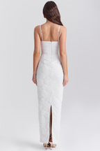 White Lace Maxi Dress with Adjustable Straps