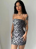 Grey Leopard Sequin Mini Dress