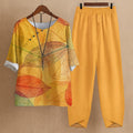 Women's Floral Two-Piece Set with Harem Trousers