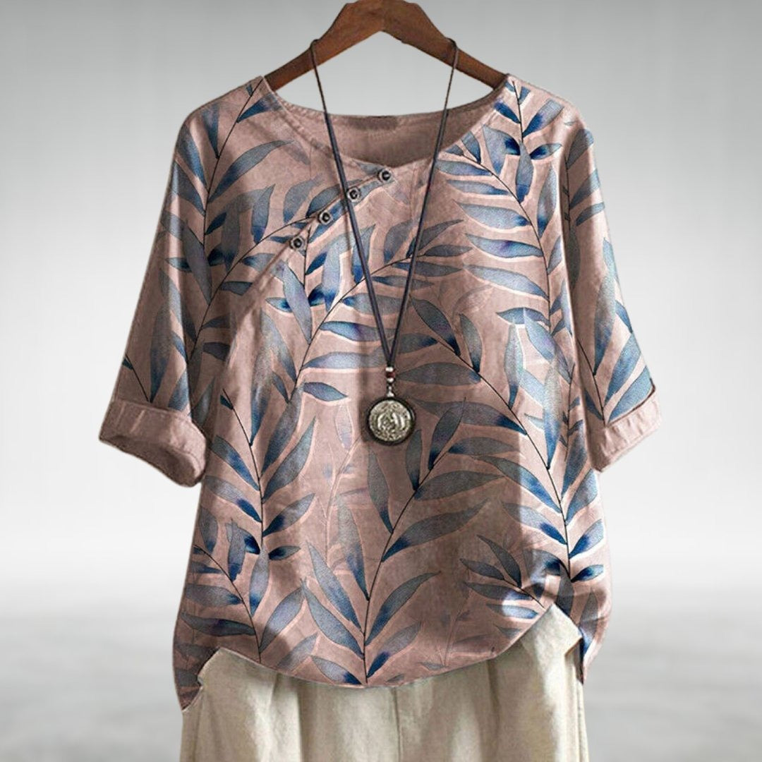 Women's Floral Summer Shirt with Button Front