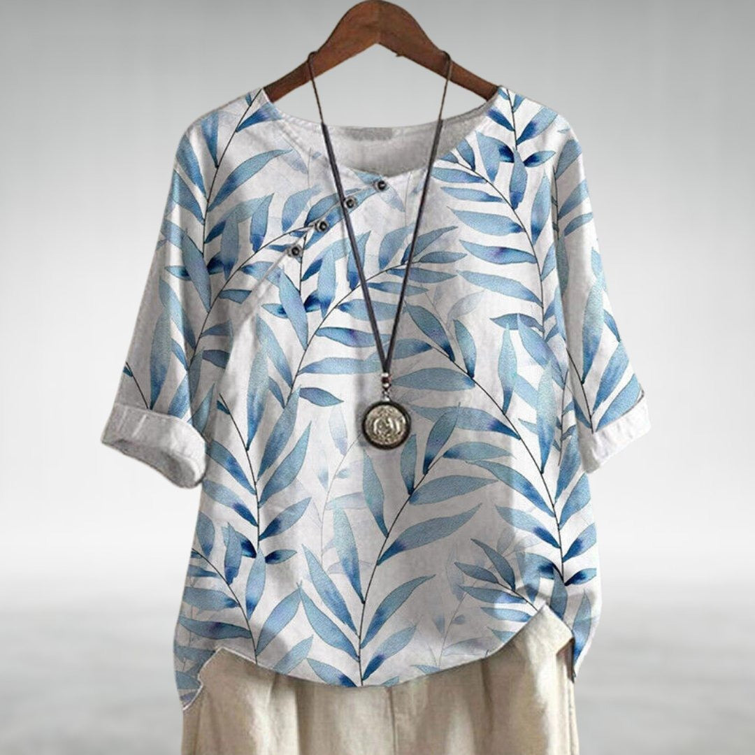 Women's Floral Summer Shirt with Button Front