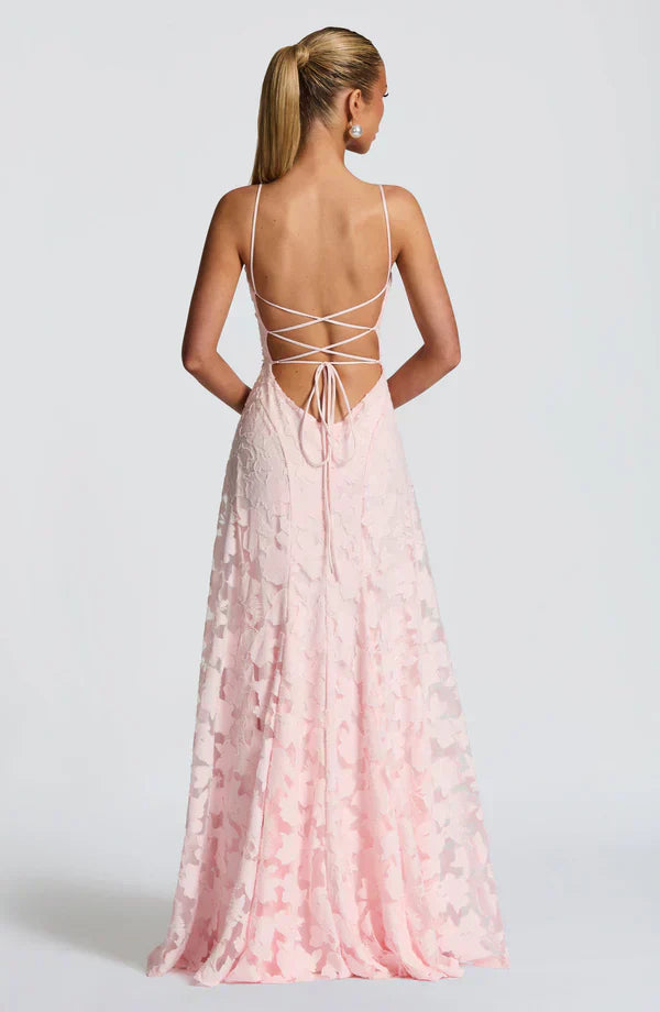 Pink Floral Burnout Maxi Dress