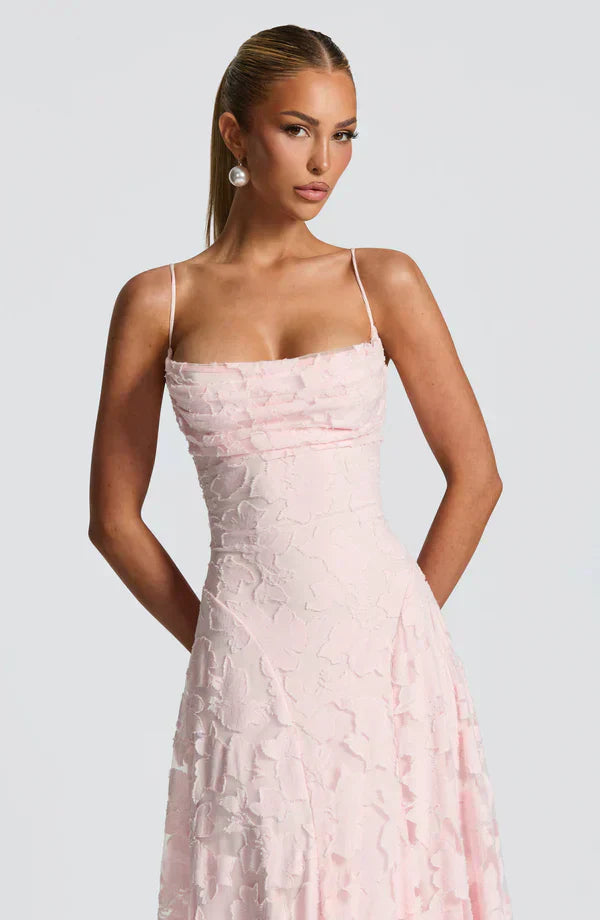 Pink Floral Burnout Maxi Dress