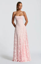 Pink Floral Burnout Maxi Dress