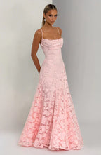 Pink Floral Burnout Maxi Dress with Open Back