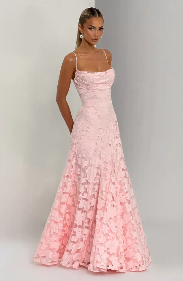 Pink Floral Burnout Maxi Dress