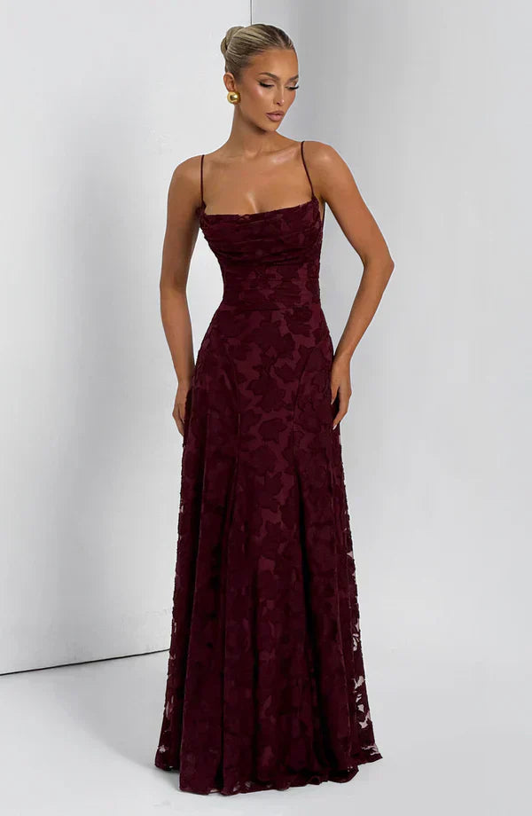 Rose Gold Floral Burnout Maxi Dress