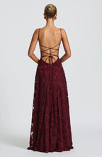 Rose Gold Floral Burnout Maxi Dress