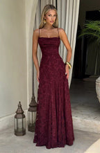 Rose Gold Floral Burnout Maxi Dress
