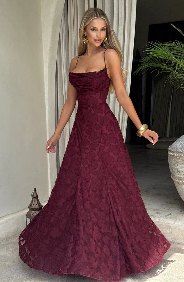 Rose Gold Floral Burnout Maxi Dress