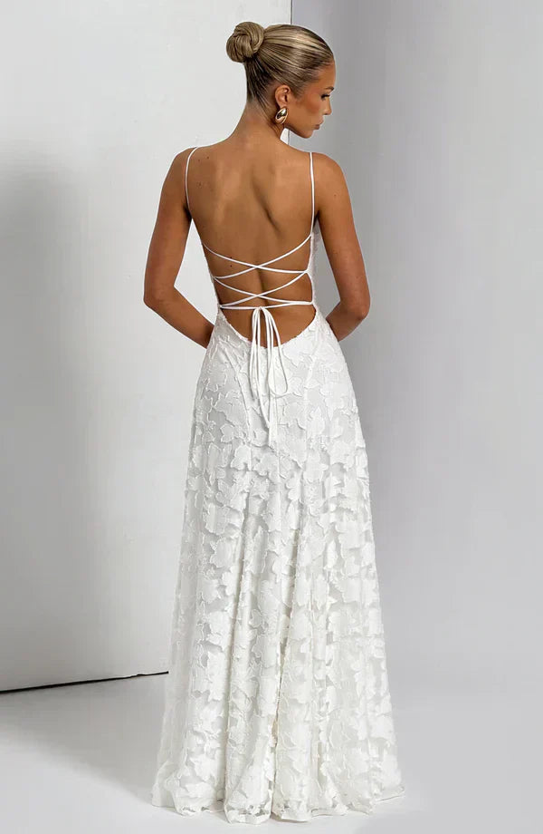 White Floral Burnout Maxi Dress