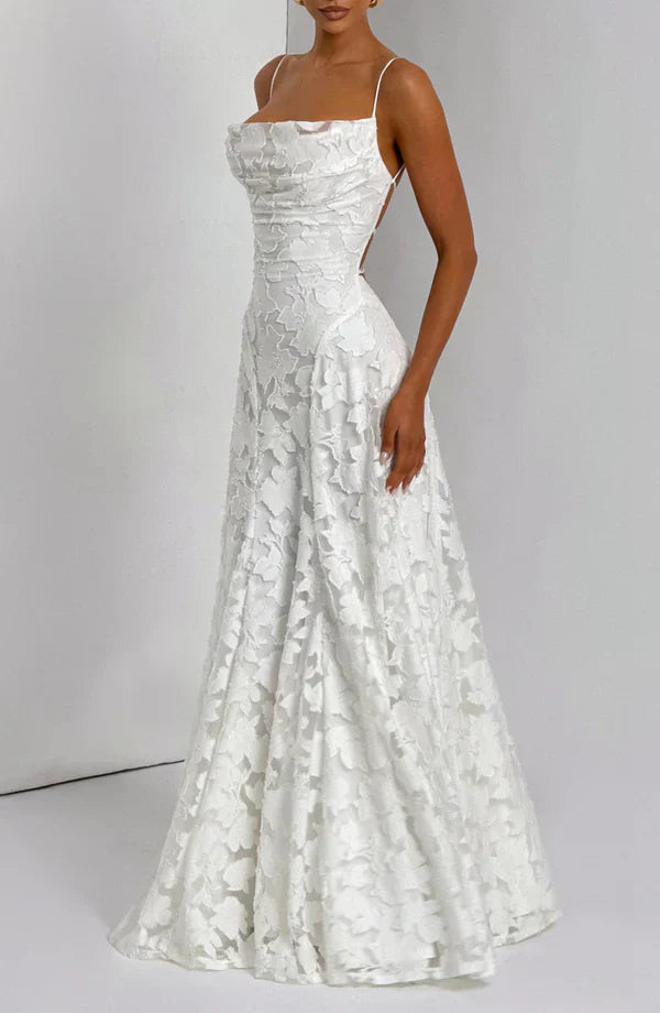 White Floral Burnout Maxi Dress
