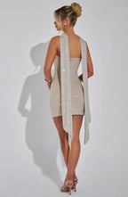 White Strapless Rhinestone Mini Dress Bodycon Fit