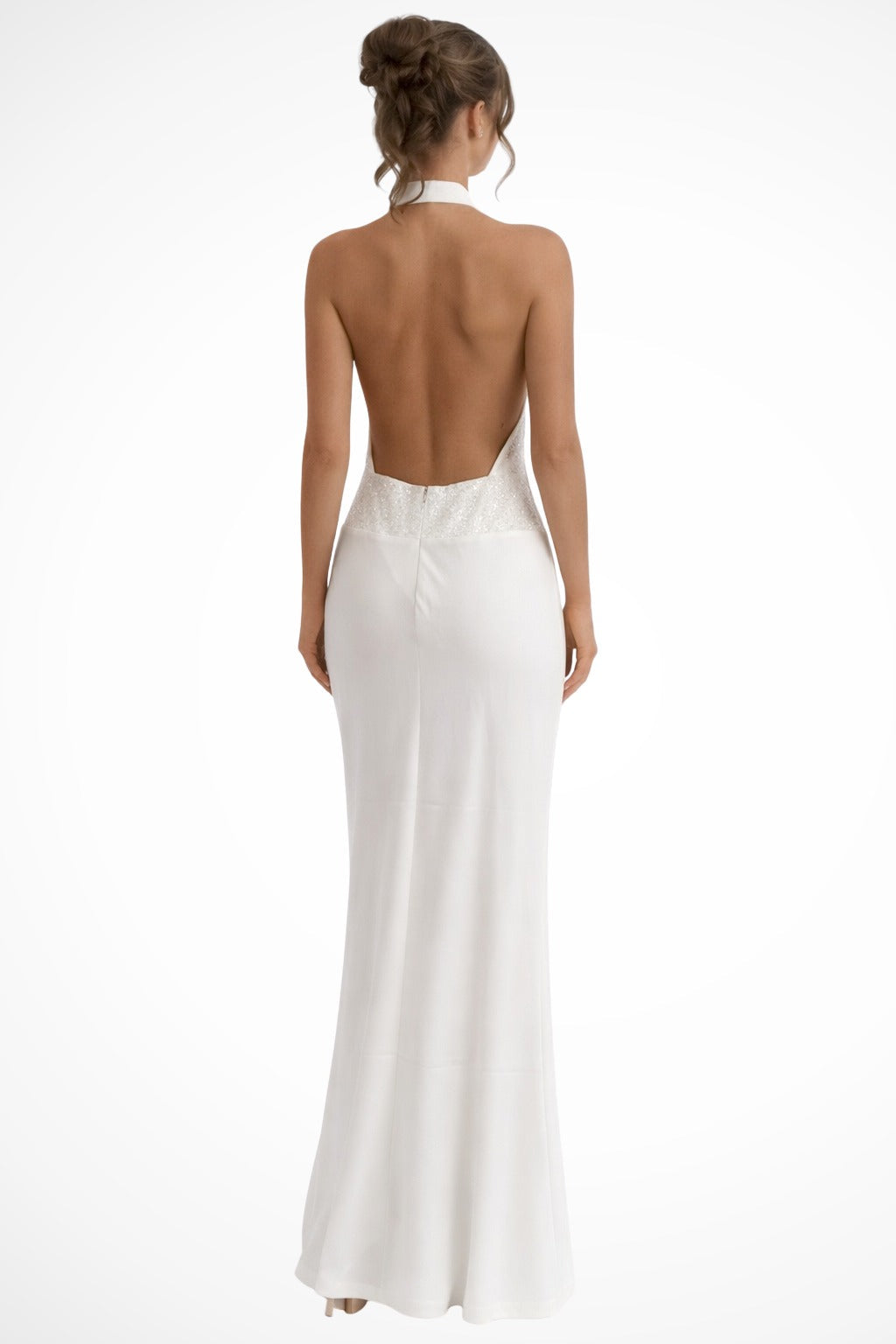 Women's Draped Satin Maxi Dress with Halter Neck