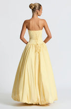 Yellow Strapless Maxi Dress with Puffball Skirt