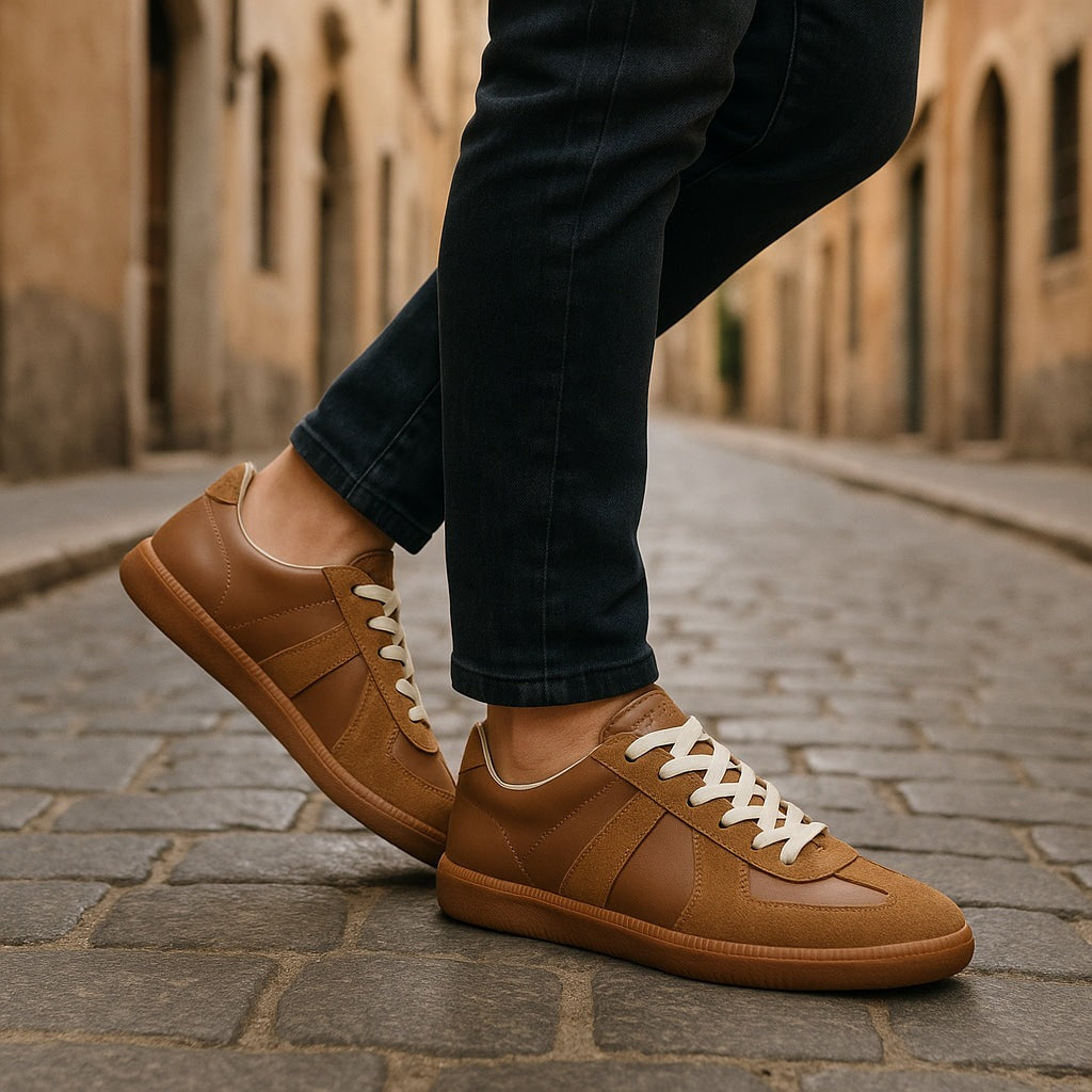 Men's Lace-Up Sneakers with Slip-Resistant Sole
