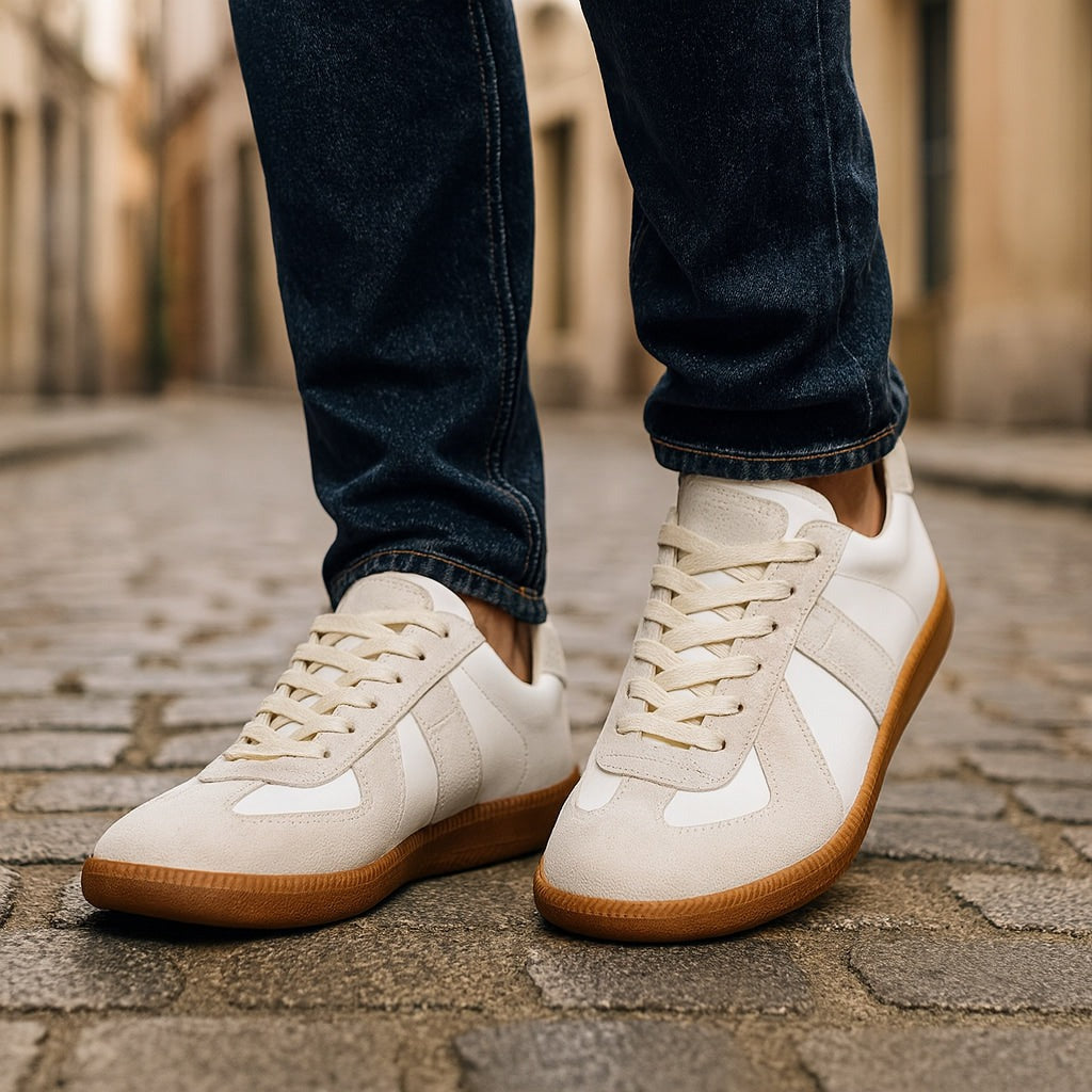 Men's Lace-Up Sneakers with Slip-Resistant Sole