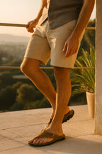 Men's Open-Toe Sport Sandals with Leather Strap