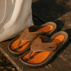 Men's Open-Toe Sport Sandals with Leather Strap