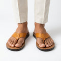 Men's Leather Toe-Post Sandals with Cushioned Sole