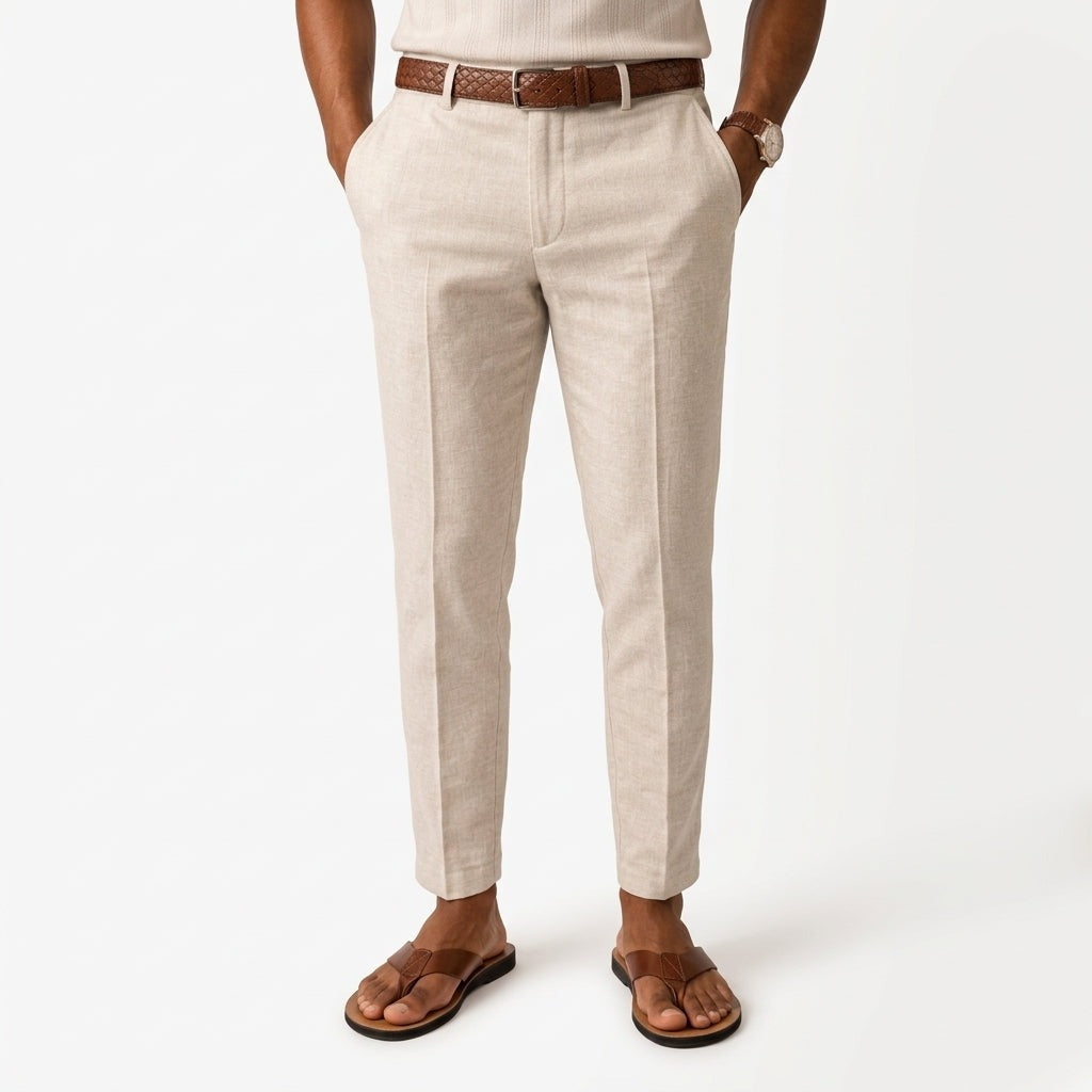 Men's Leather Toe-Post Sandals with Cushioned Sole